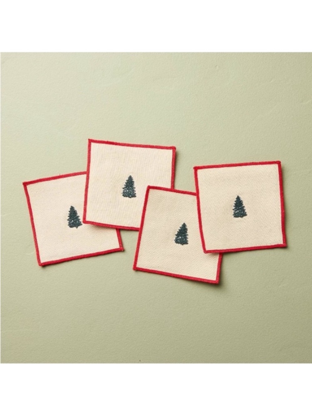 Set of 4 Cloth Cocktail Embroidered Tree Napkins - Hearth & Hand™ with Magnolia